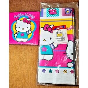 Rare VTG 90's 1999 Sanrio Hello Kitty Collectible Paper‎ Art Tablecloth Napkins